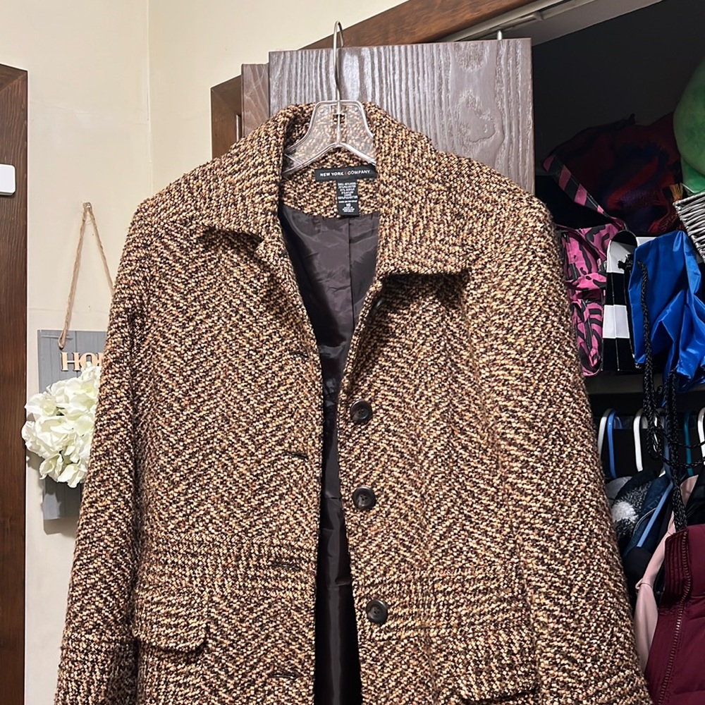 NEW YORK & COMPANY Button Down Collared Tweed Chesterfield Coat—SZ. 16.